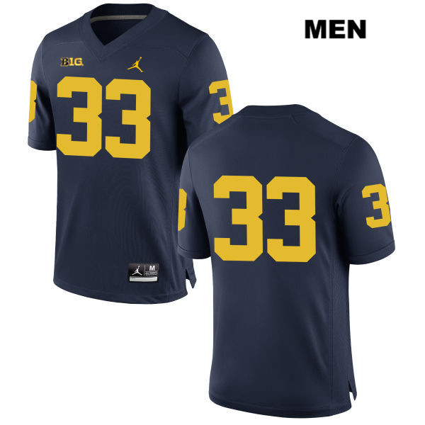 Men's NCAA Michigan Wolverines Louis Grodman #33 No Name Navy Jordan Brand Authentic Stitched Football College Jersey OK25H77XP